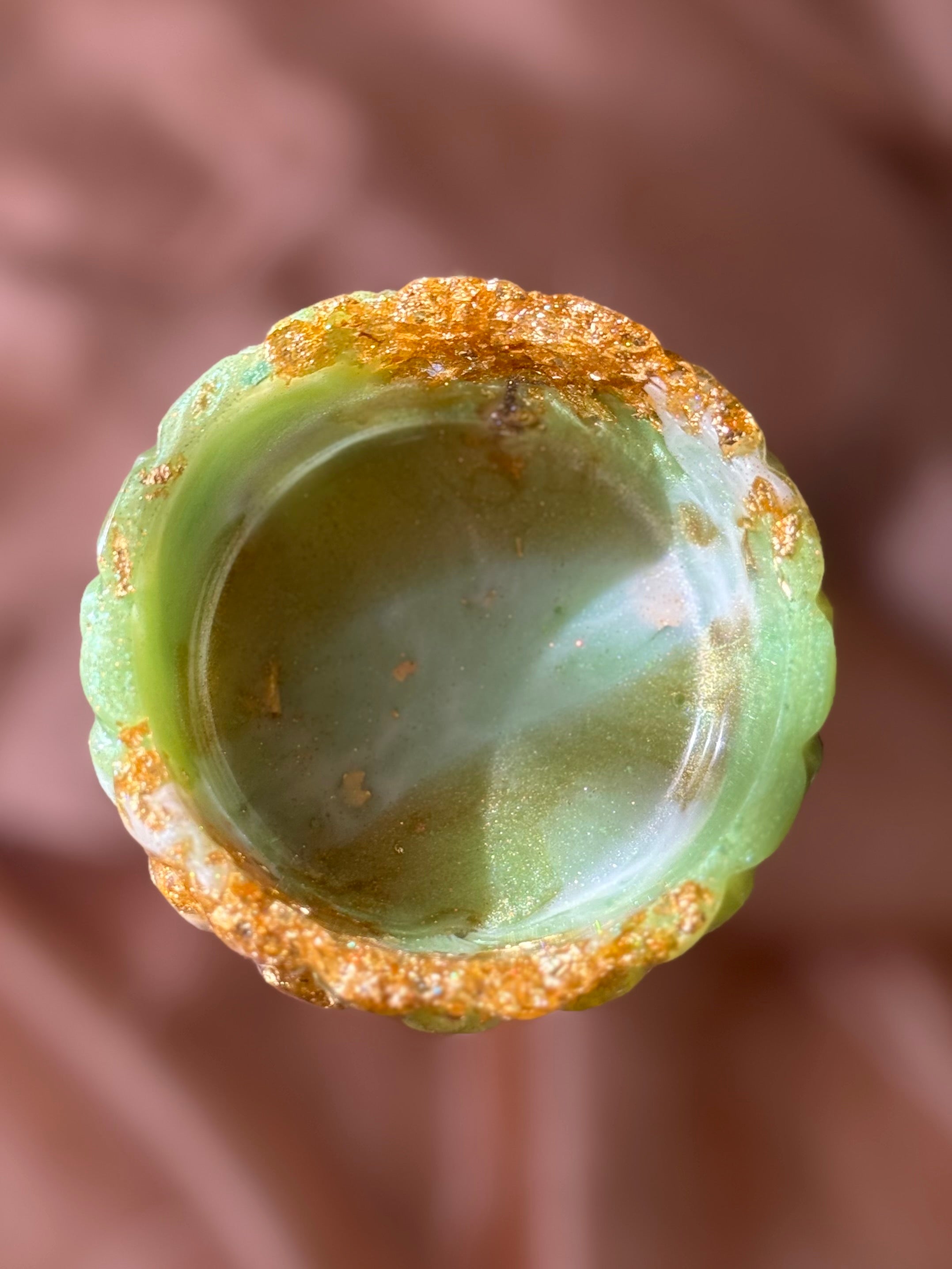 Pastel Green & Gold Ring Holder