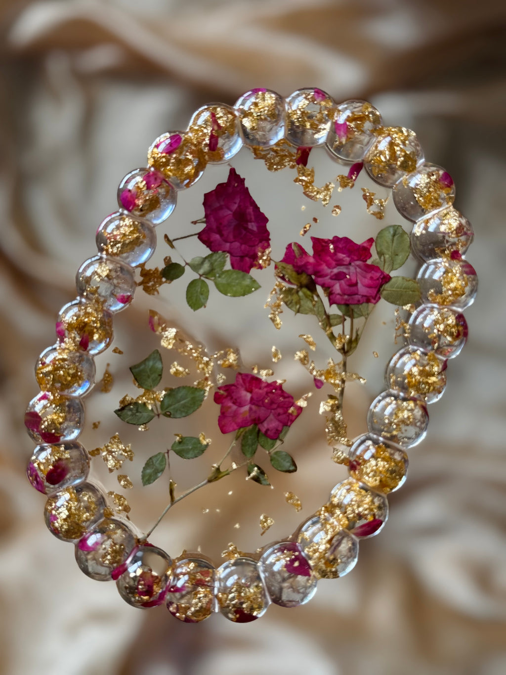 Bubble Trim Rose Vanity Tray