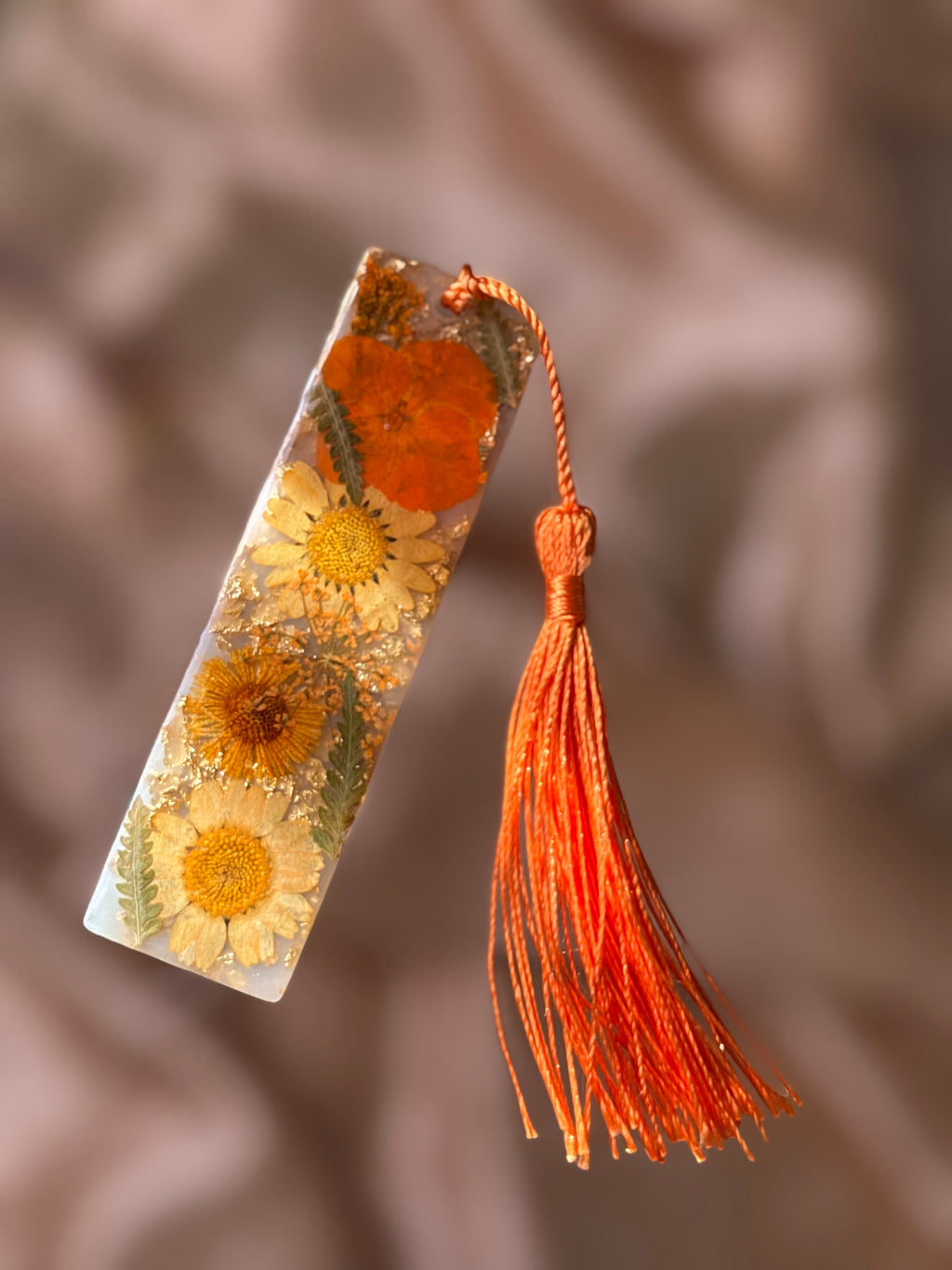 Mini Orange Floral Bookmark