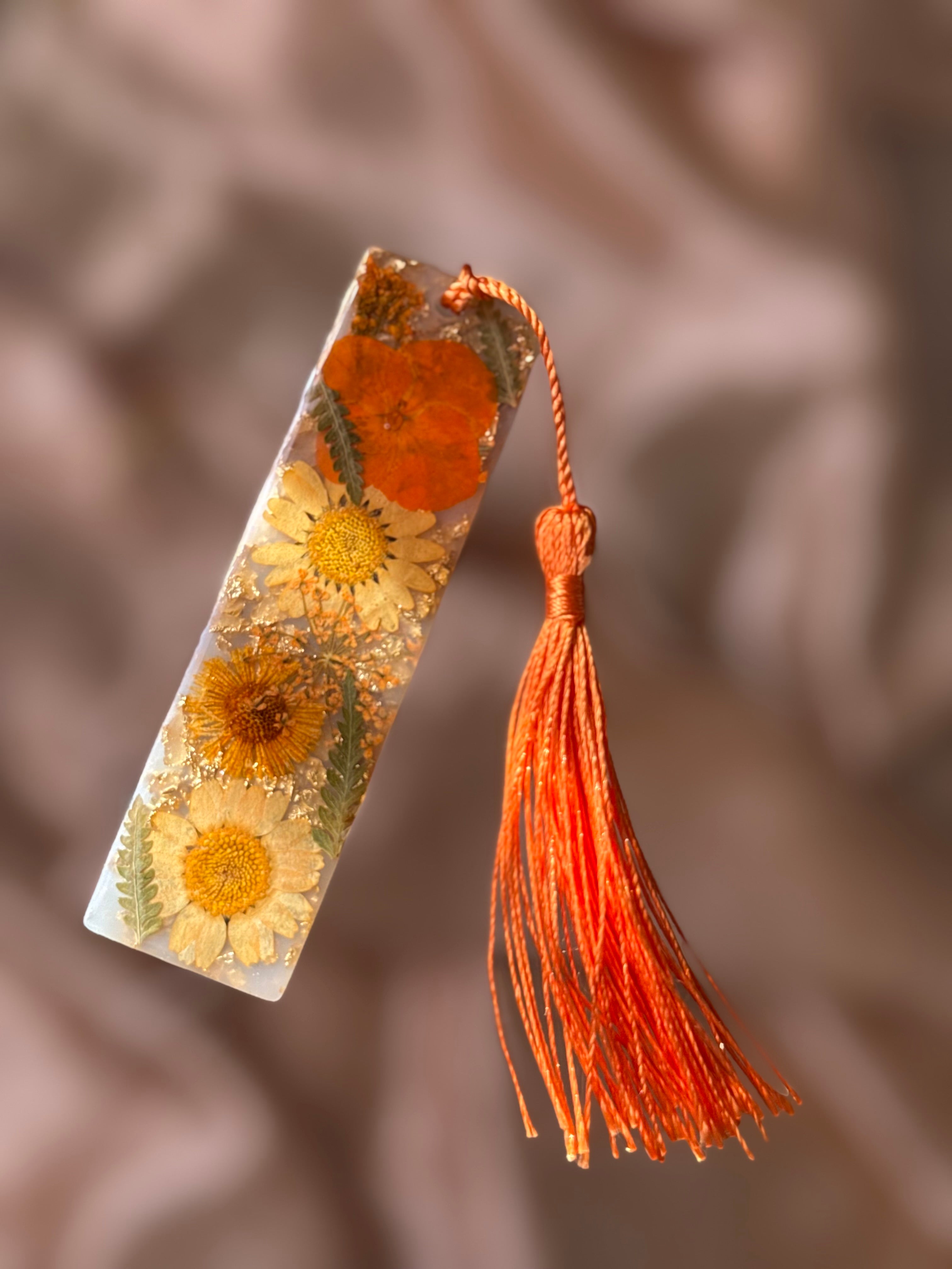 Mini Orange Floral Bookmark