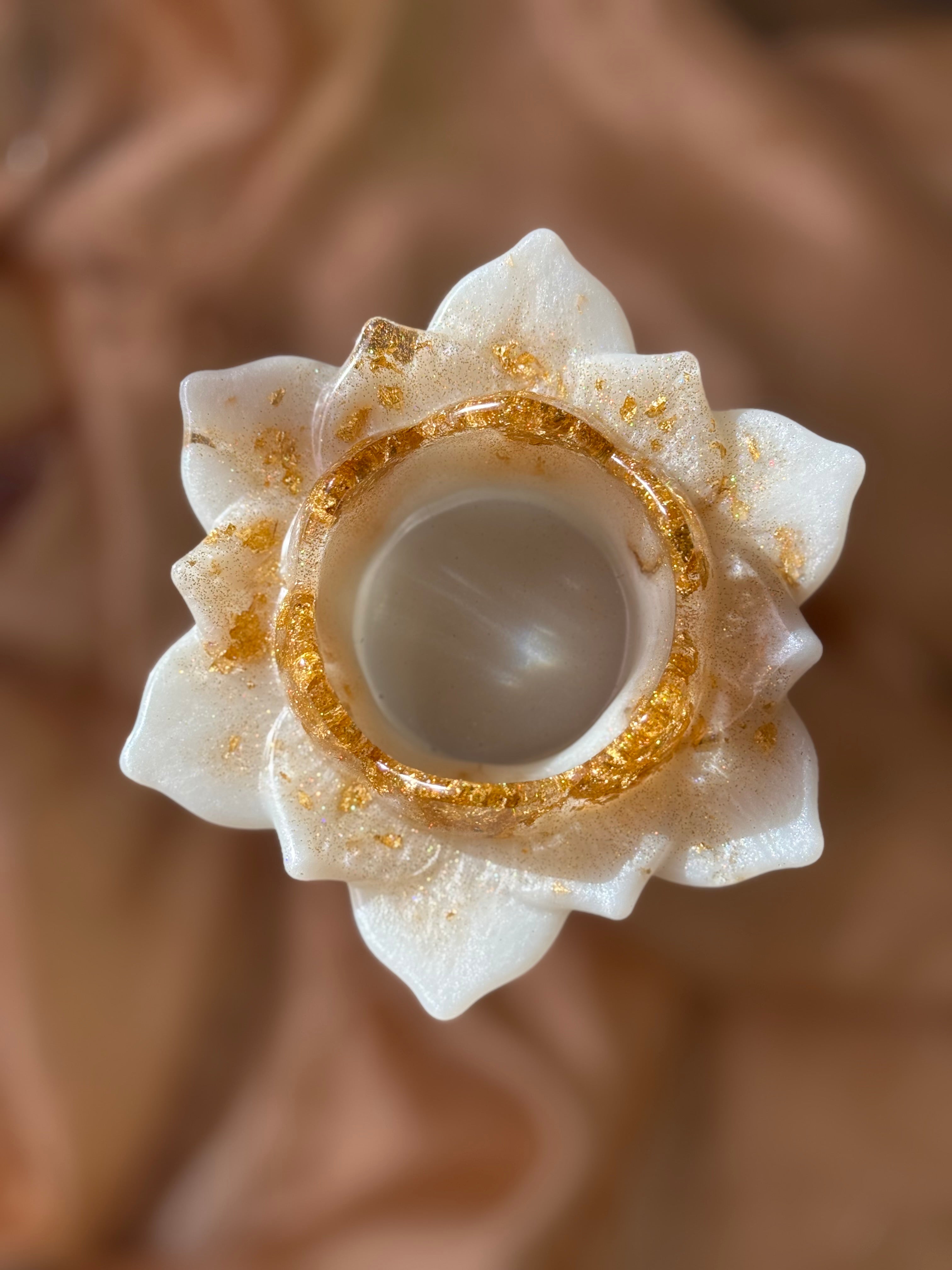 White Lotus Candle Holders