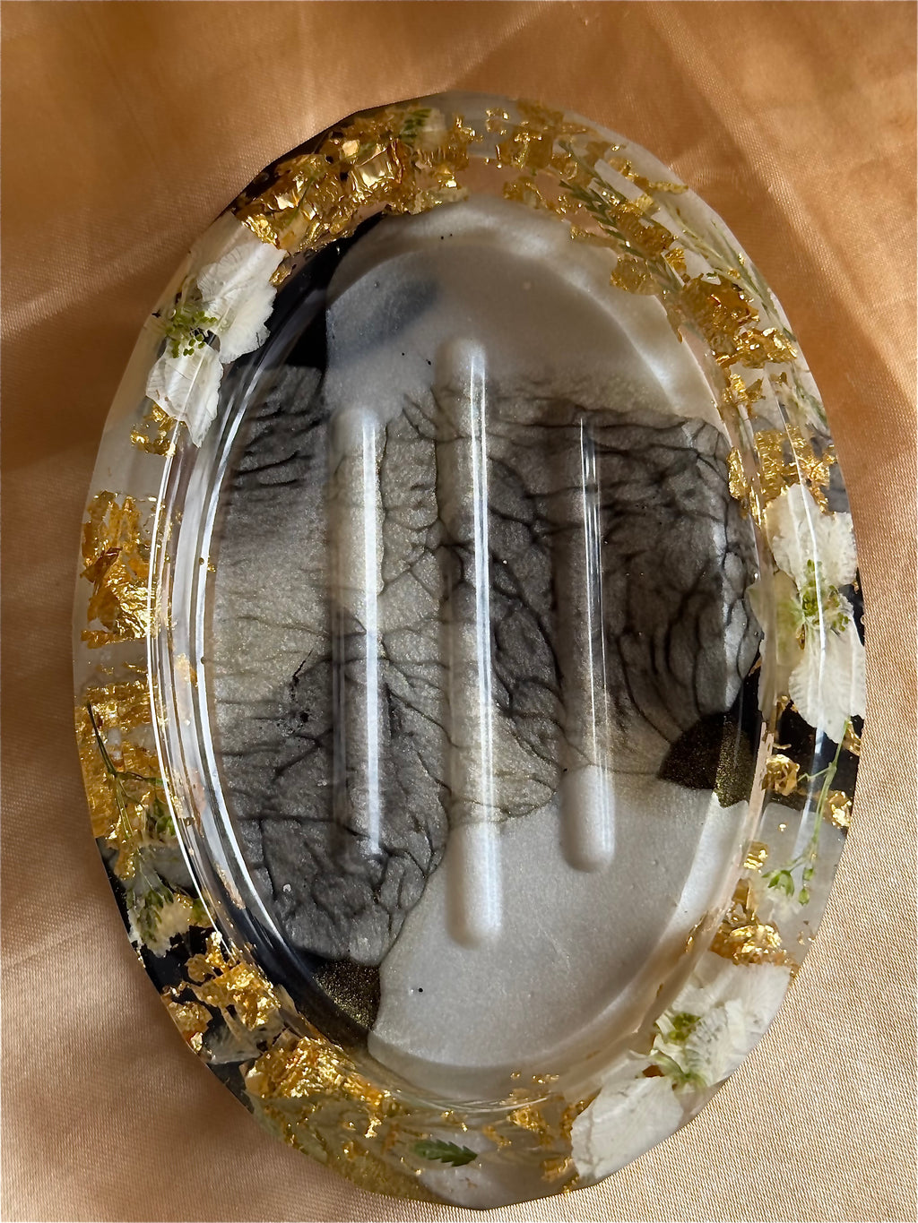 Black & White Floral Soap Dish