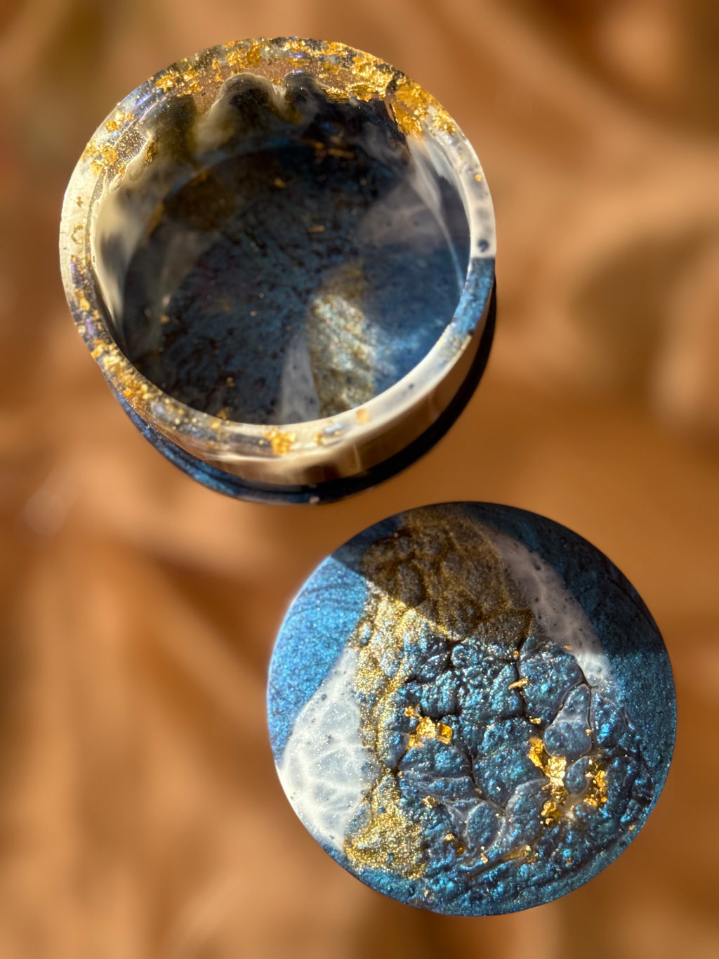 Navy Blue Round Jewelry Box