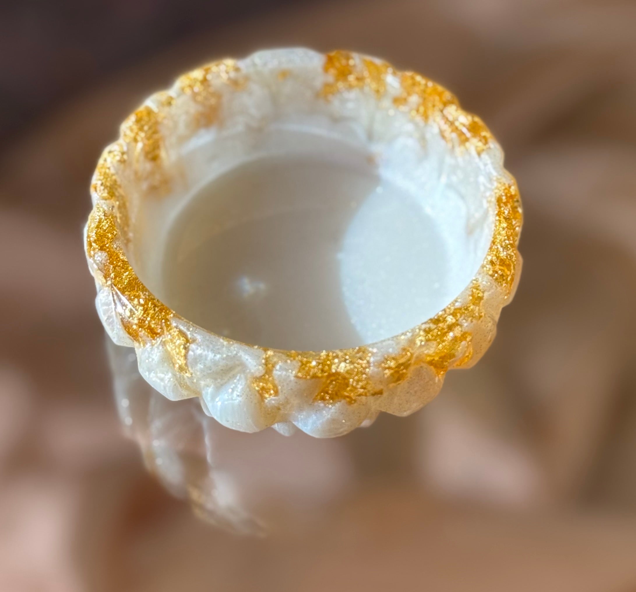 White & Gold Ring Holder