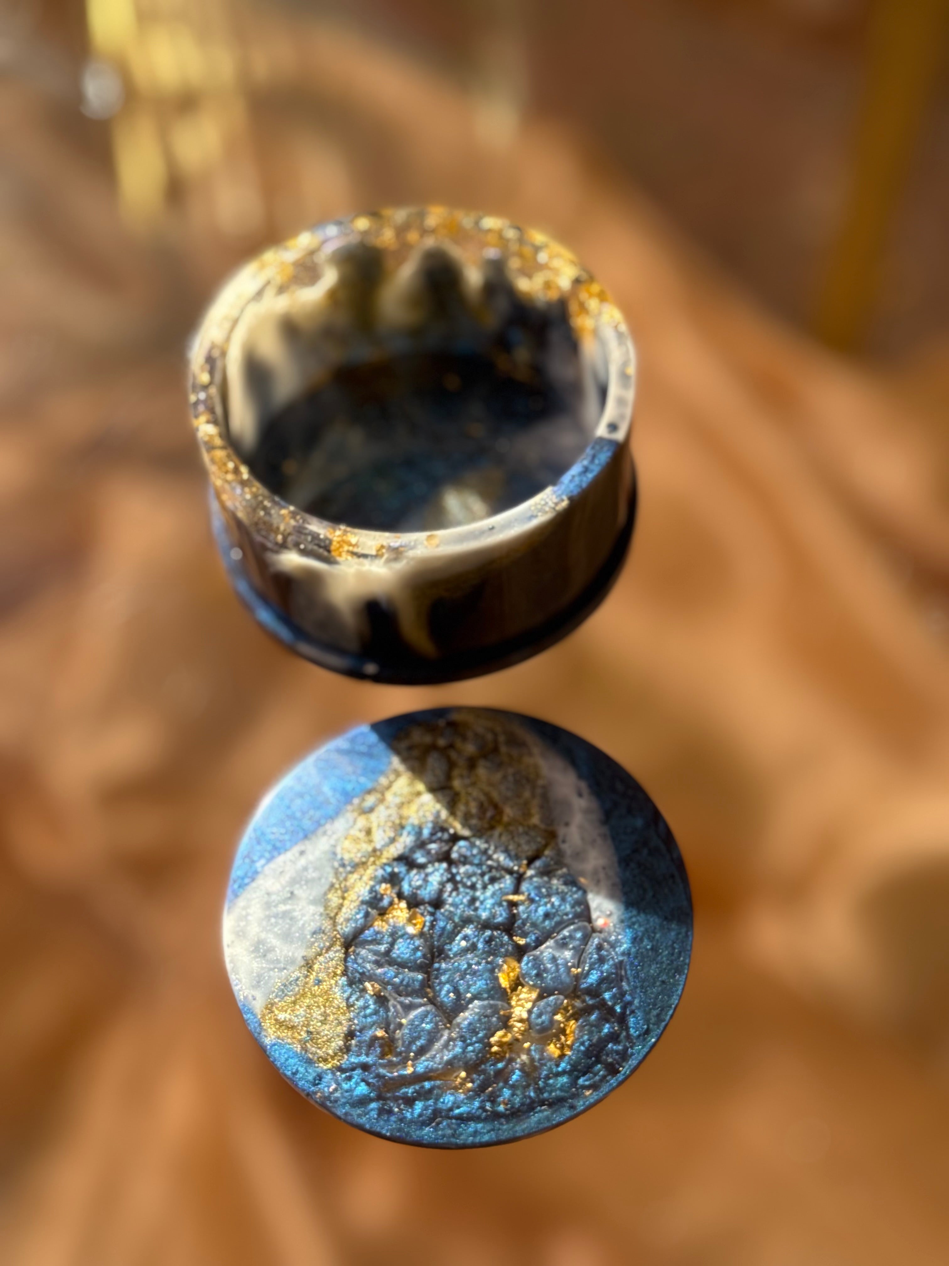 Navy Blue Round Jewelry Box