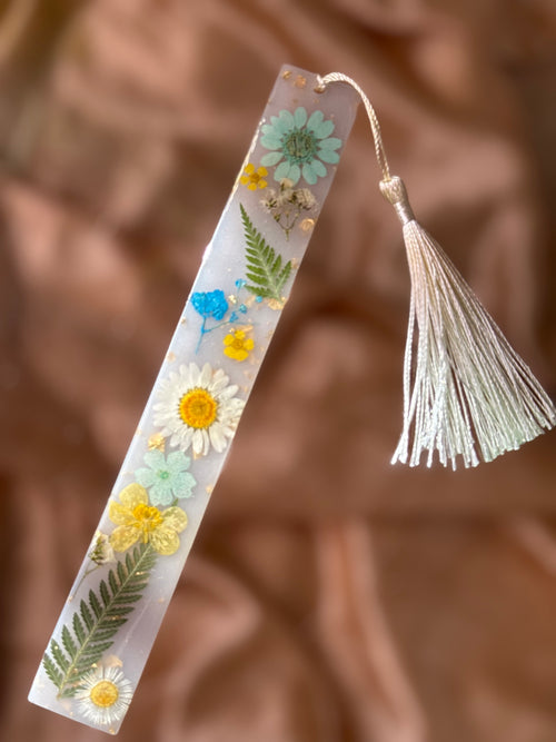 Blue Yellow Floral Bookmark