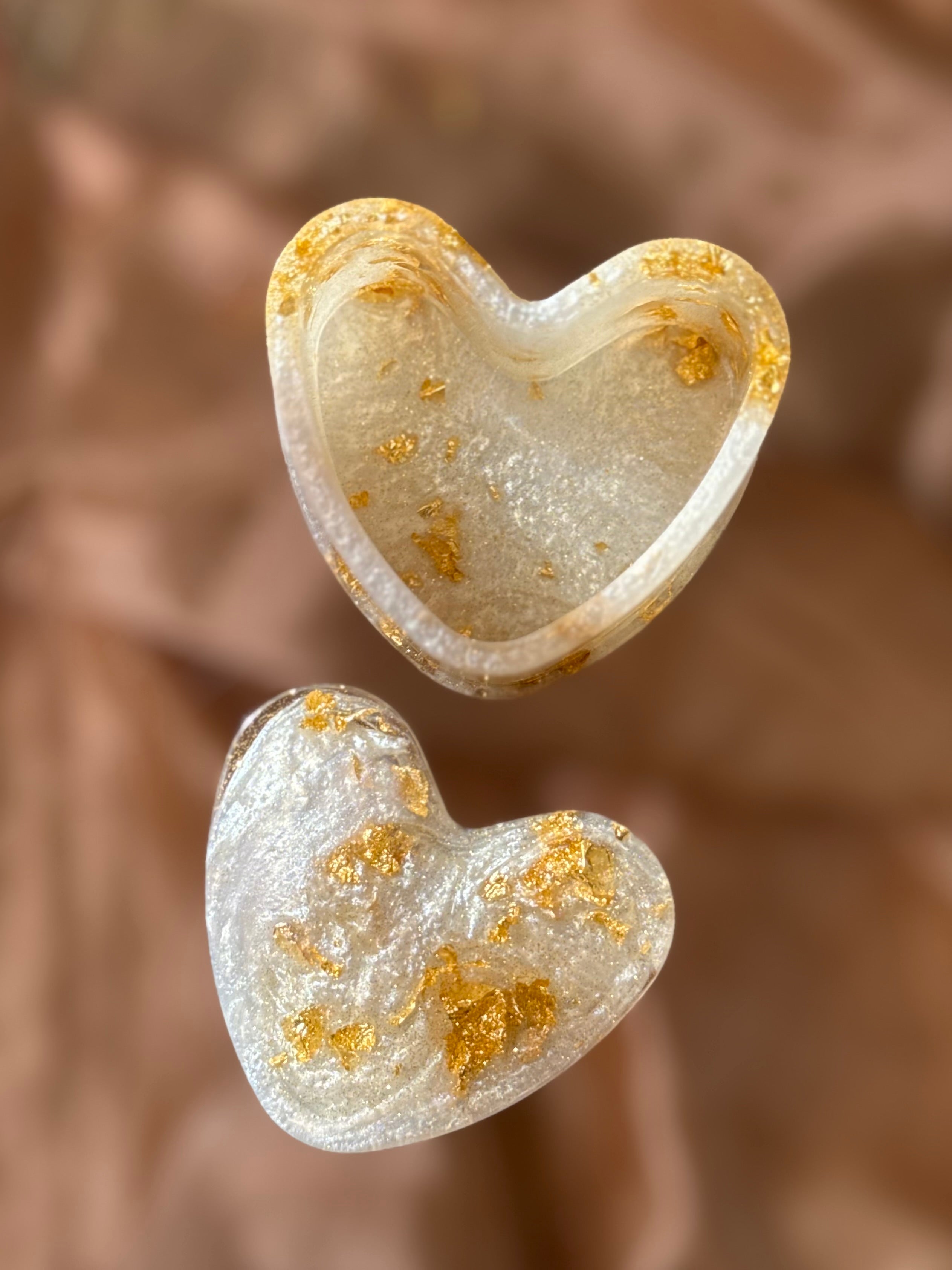 White & Gold Heart Jewelry Box