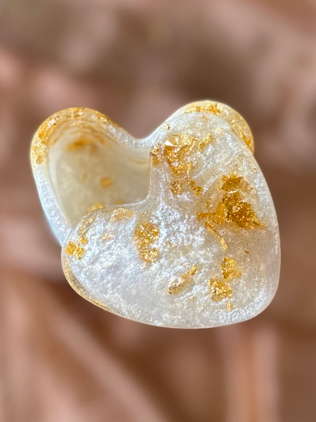 White & Gold Heart Jewelry Box