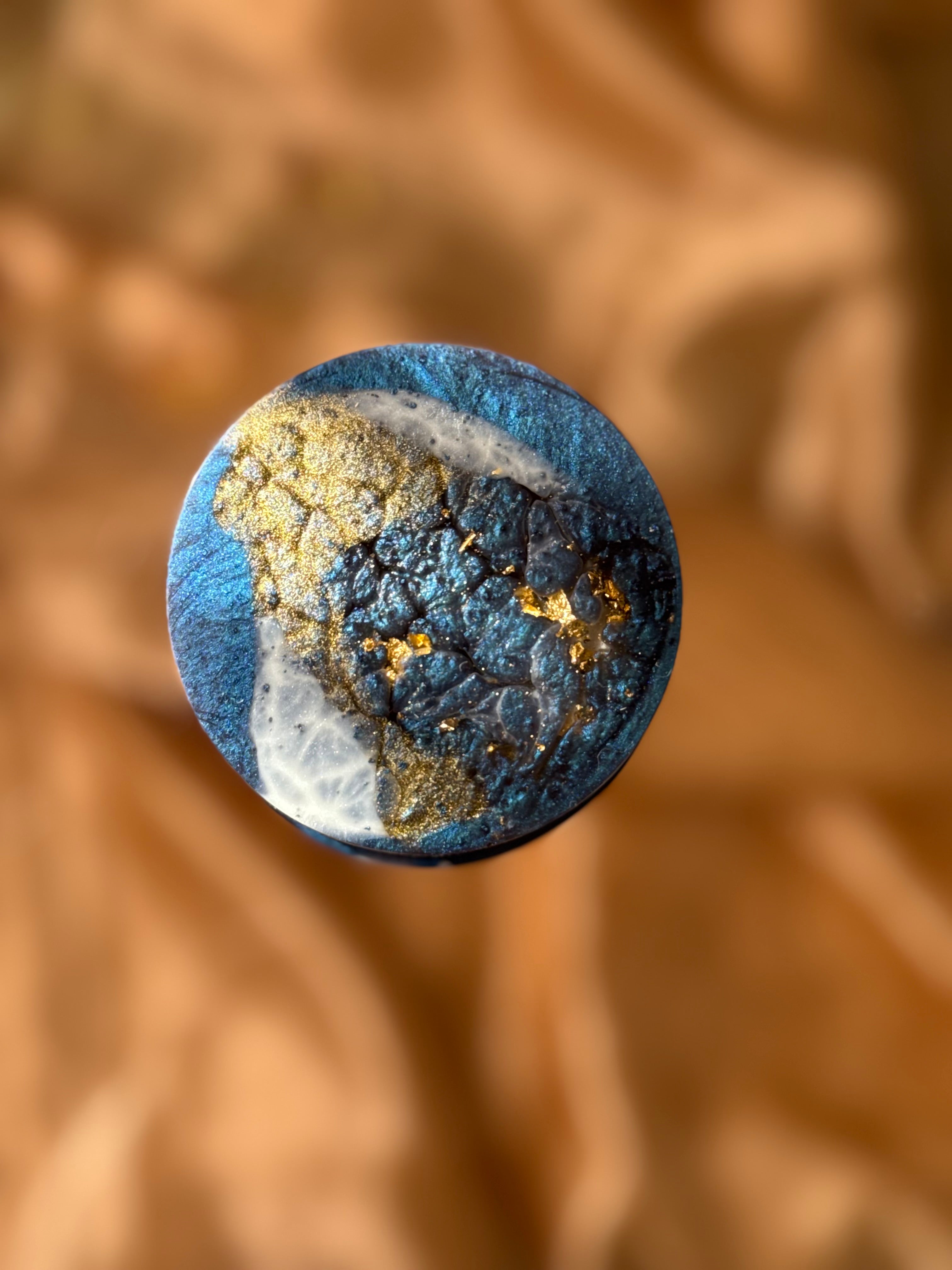 Navy Blue Round Jewelry Box