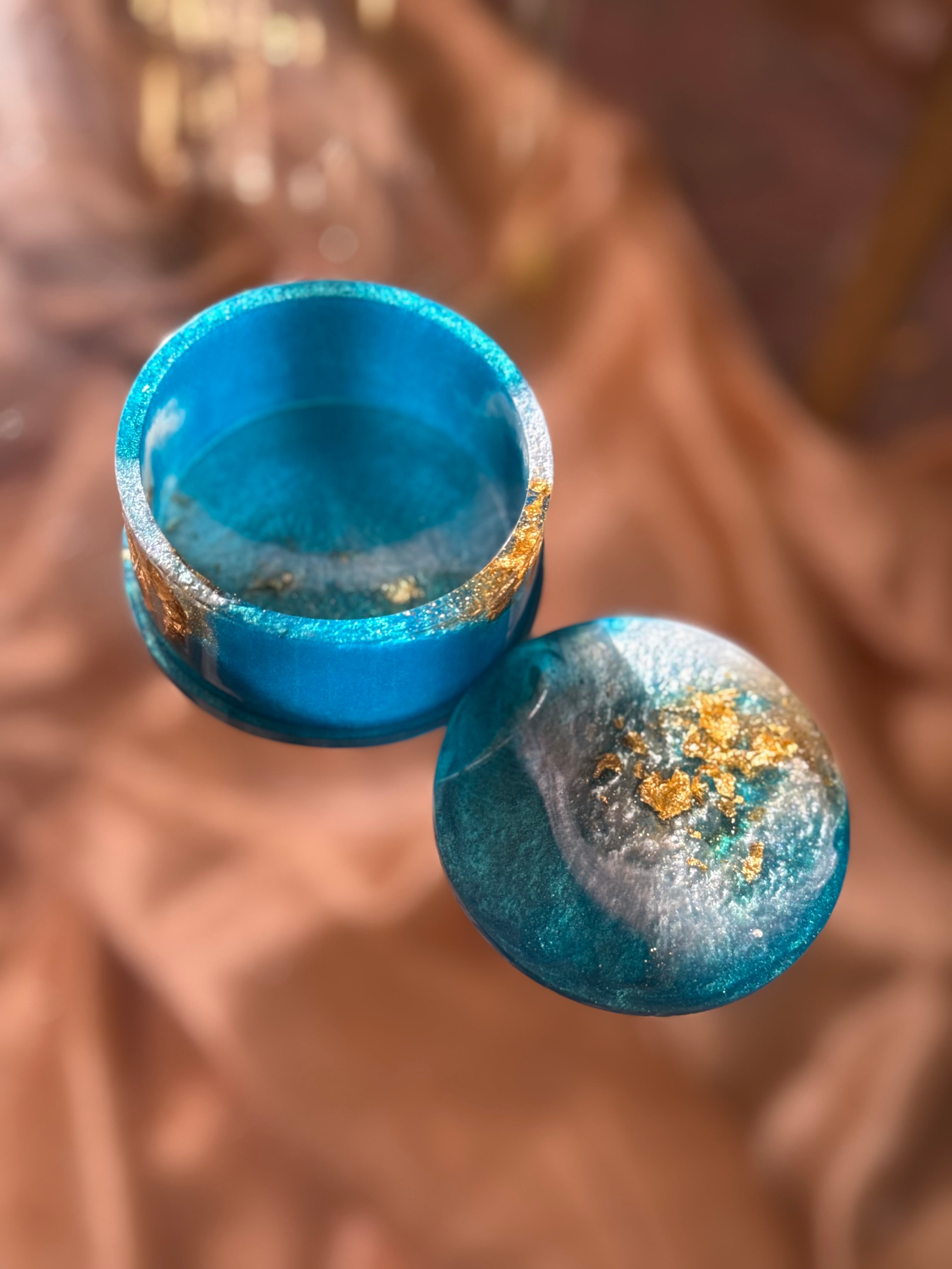 Blue Round Jewelry Box