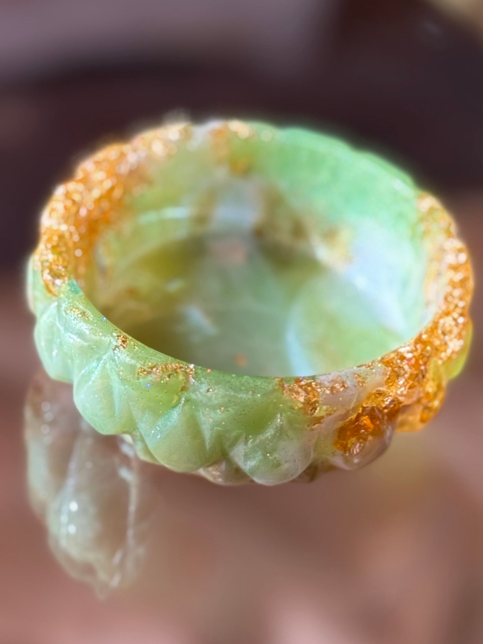 Pastel Green & Gold Ring Holder