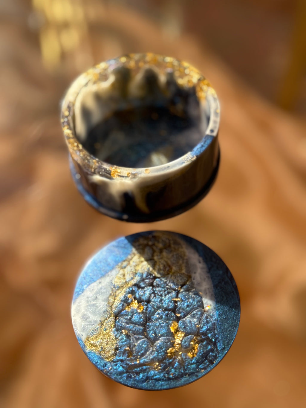 Navy Blue Round Jewelry Box