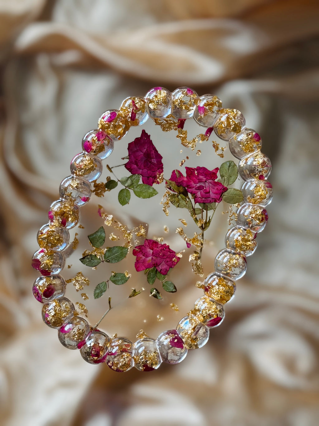 Bubble Trim Rose Vanity Tray