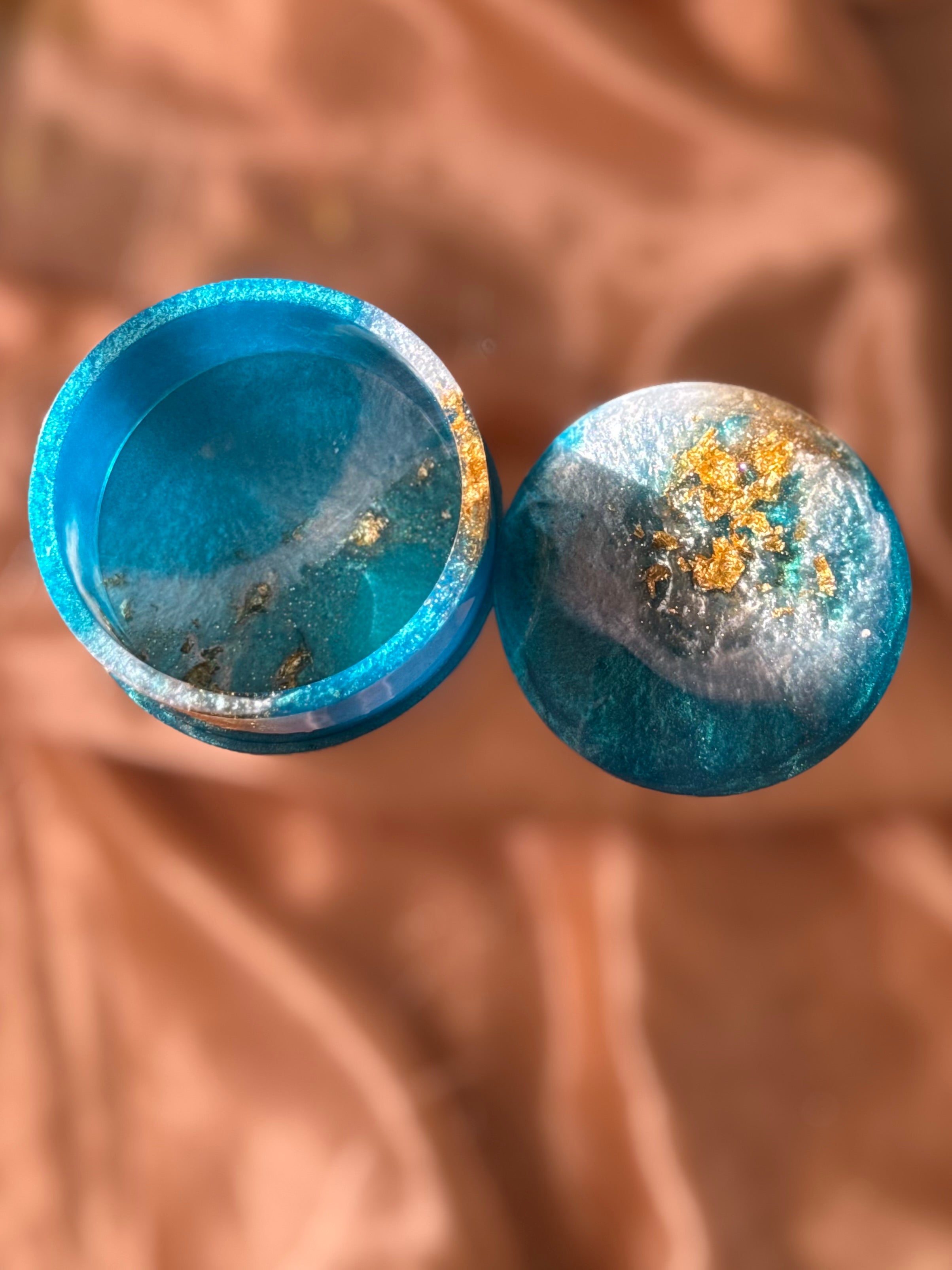 Blue Round Jewelry Box