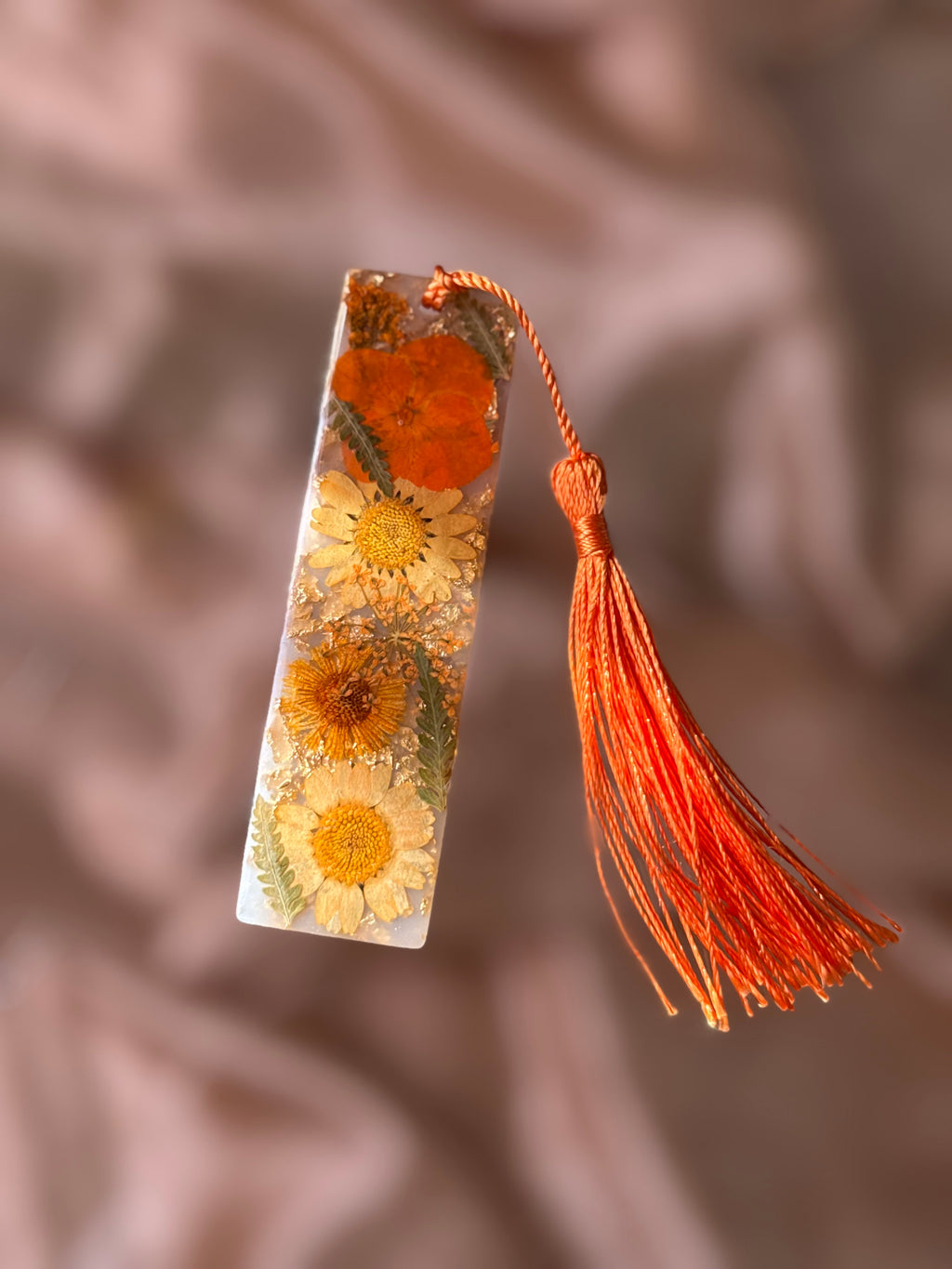 Mini Orange Floral Bookmark