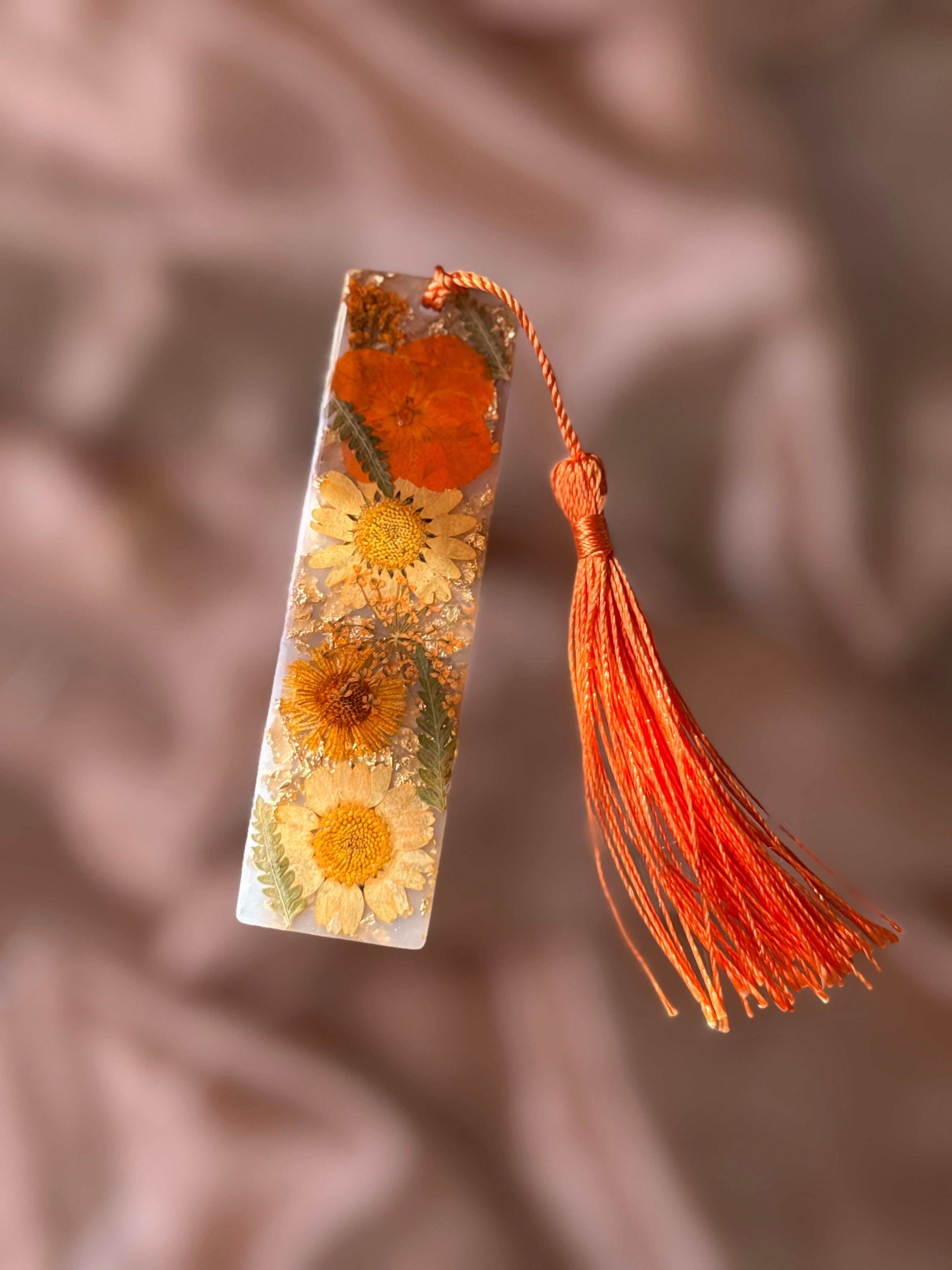 Mini Orange Floral Bookmark