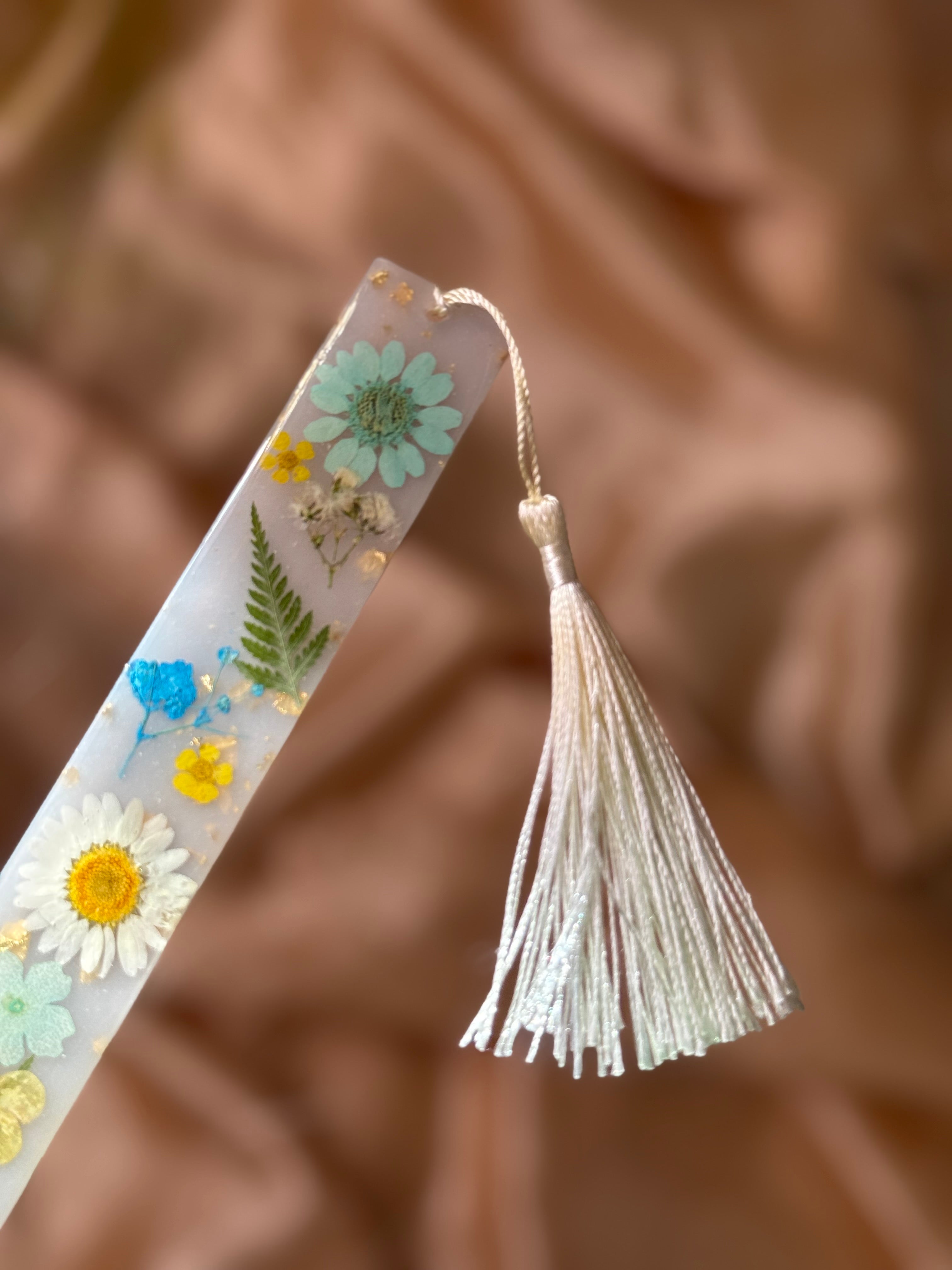 Blue Yellow Floral Bookmark