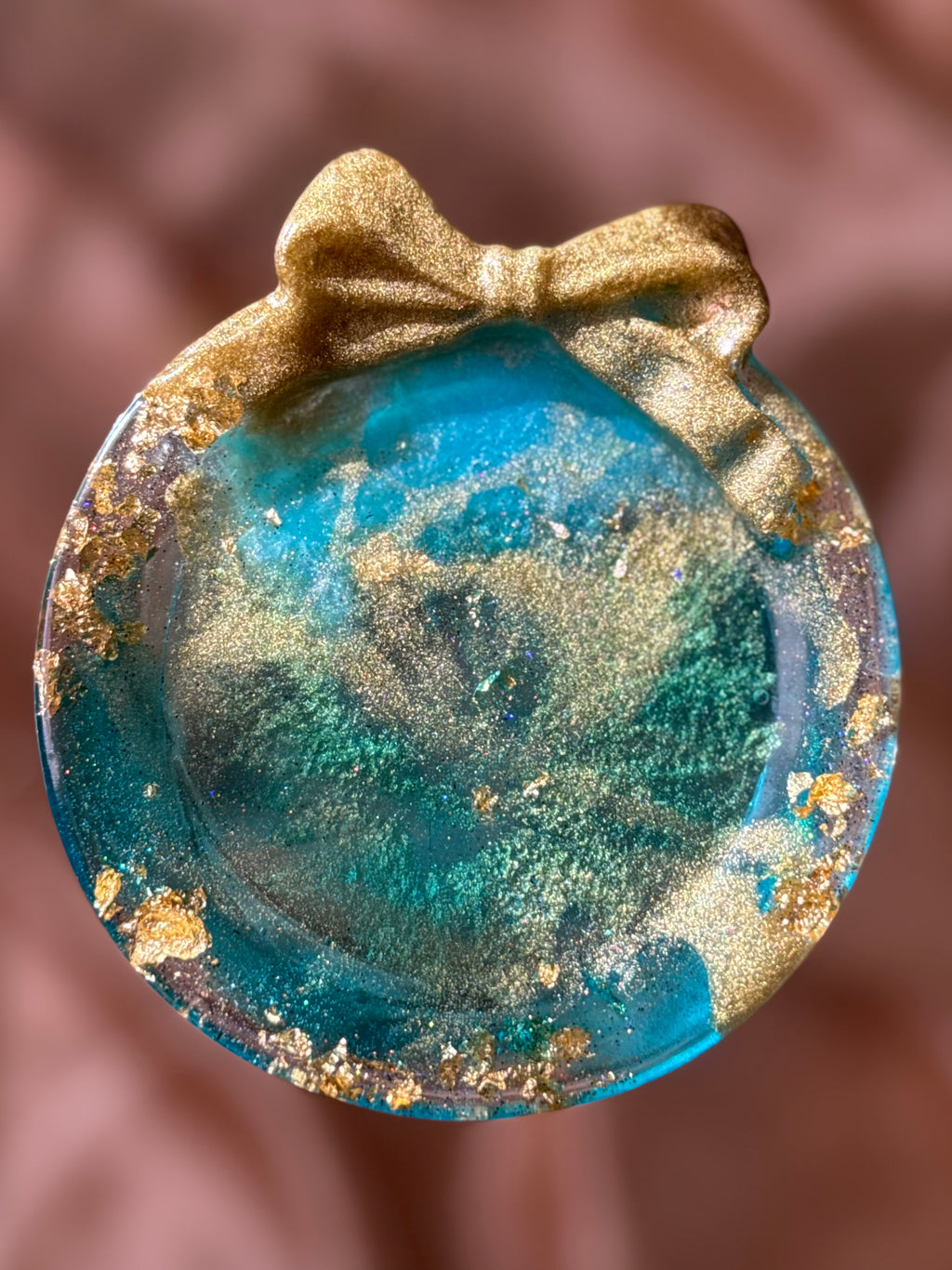 Blue and Gold Bow Vanity Tray