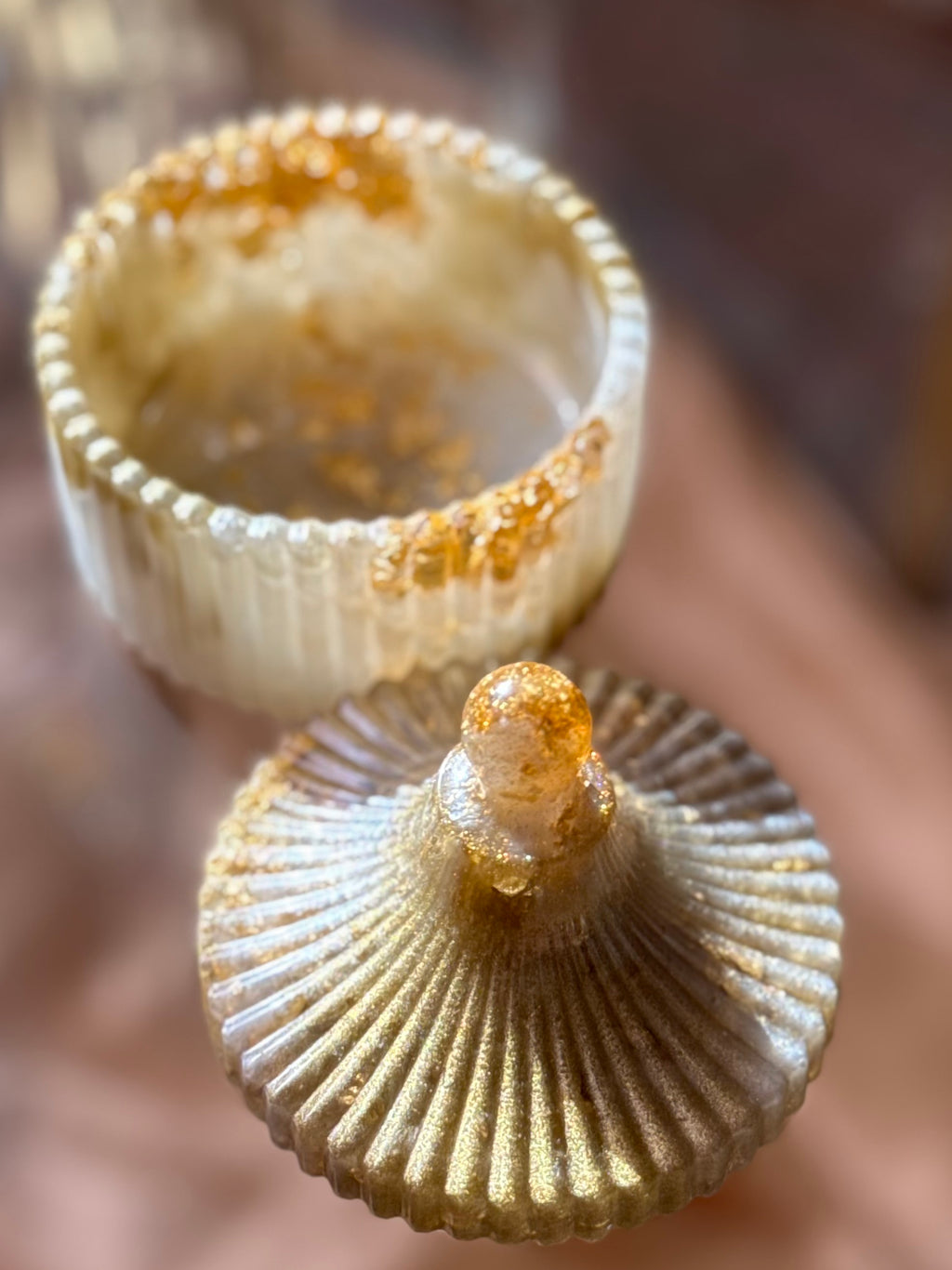 Dainty White & Gold Jewelry Box