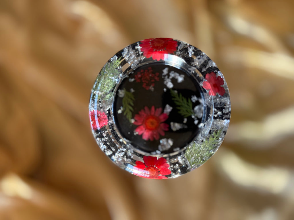 Red & Black Floral Mini Ashtray
