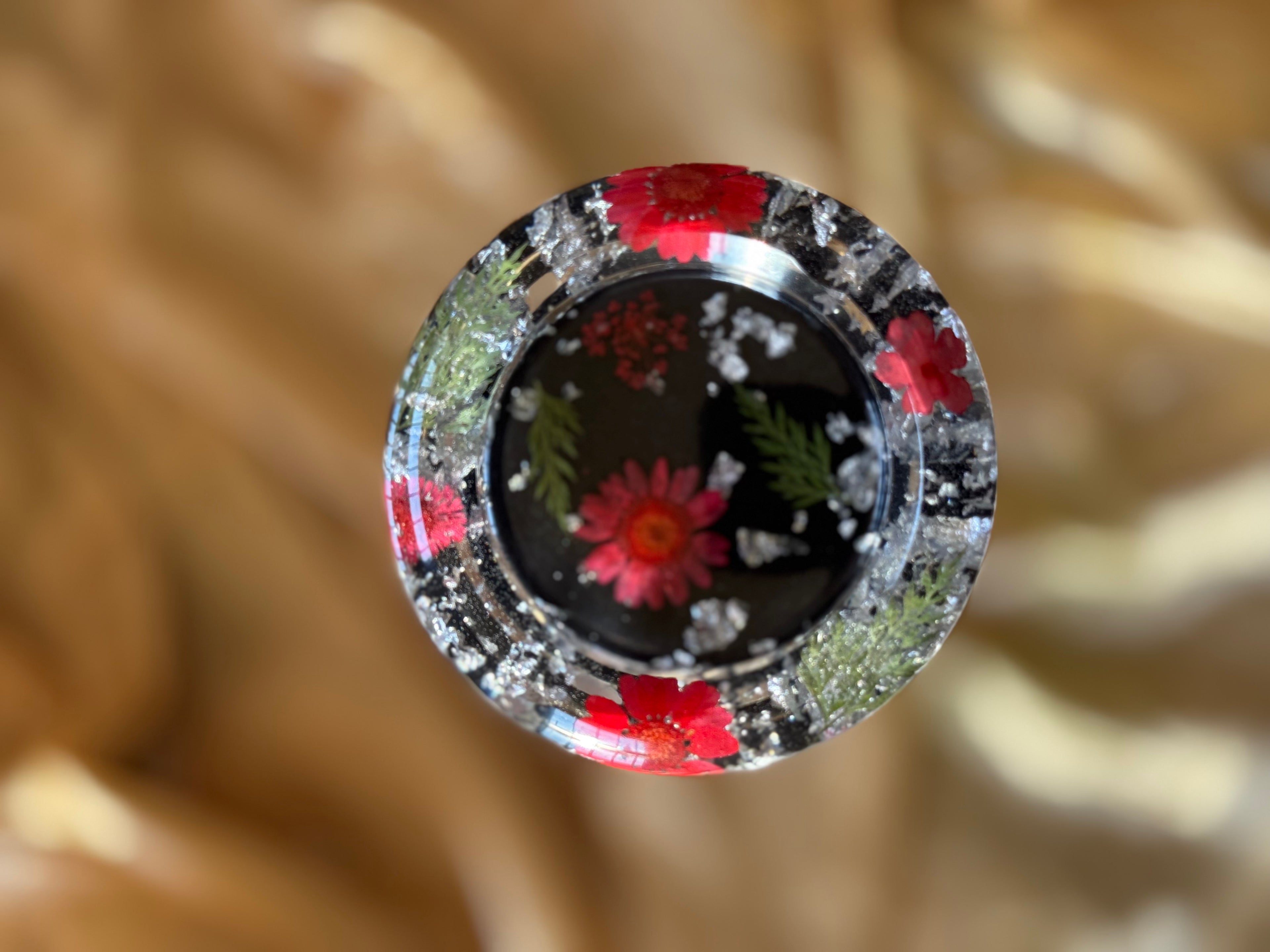 Red & Black Floral Mini Ashtray