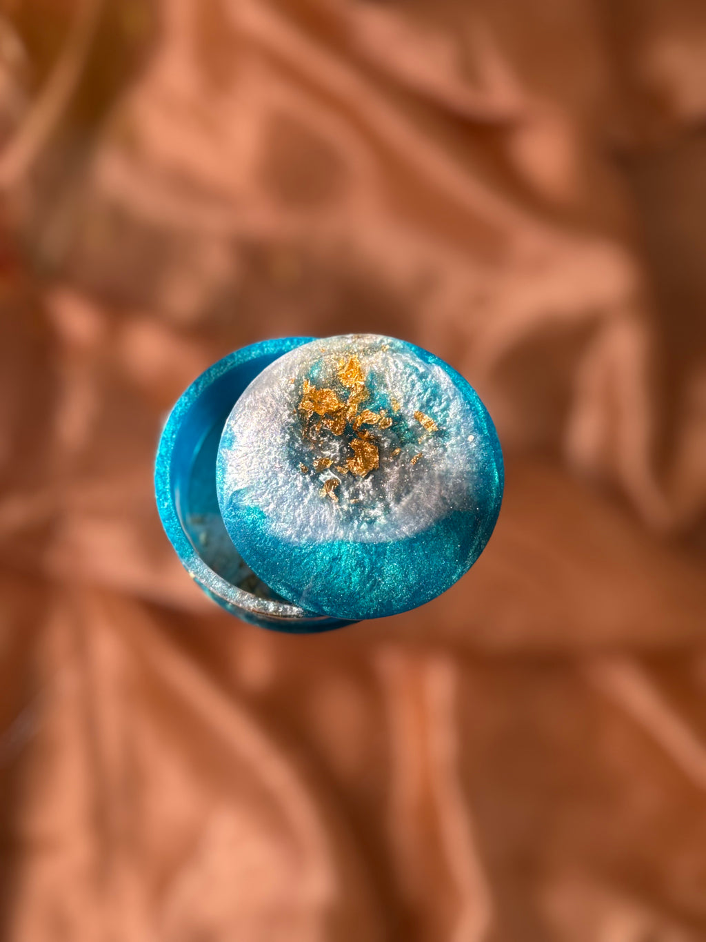 Blue Round Jewelry Box