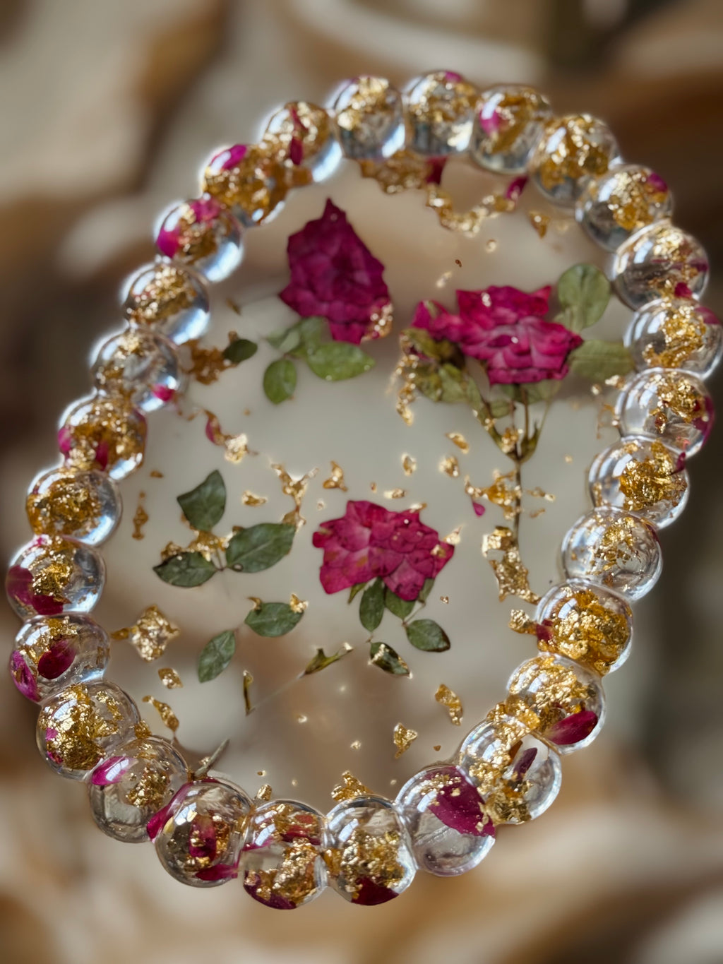 Bubble Trim Rose Vanity Tray