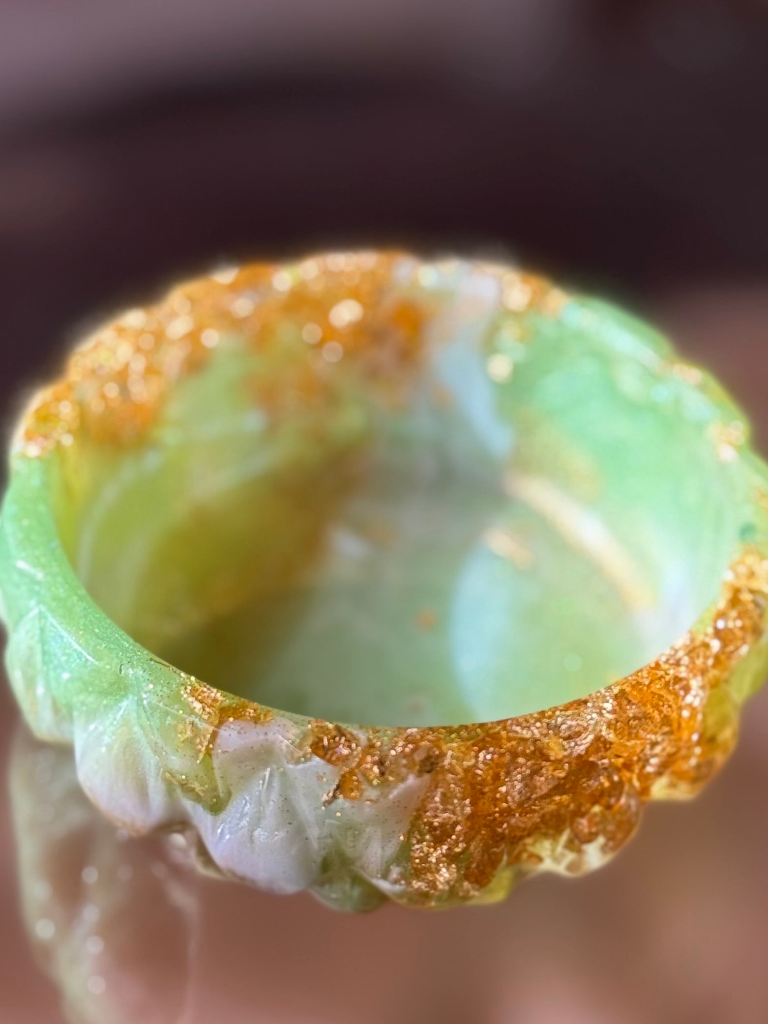 Pastel Green & Gold Ring Holder