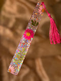 Glitter Pink Floral Bookmark