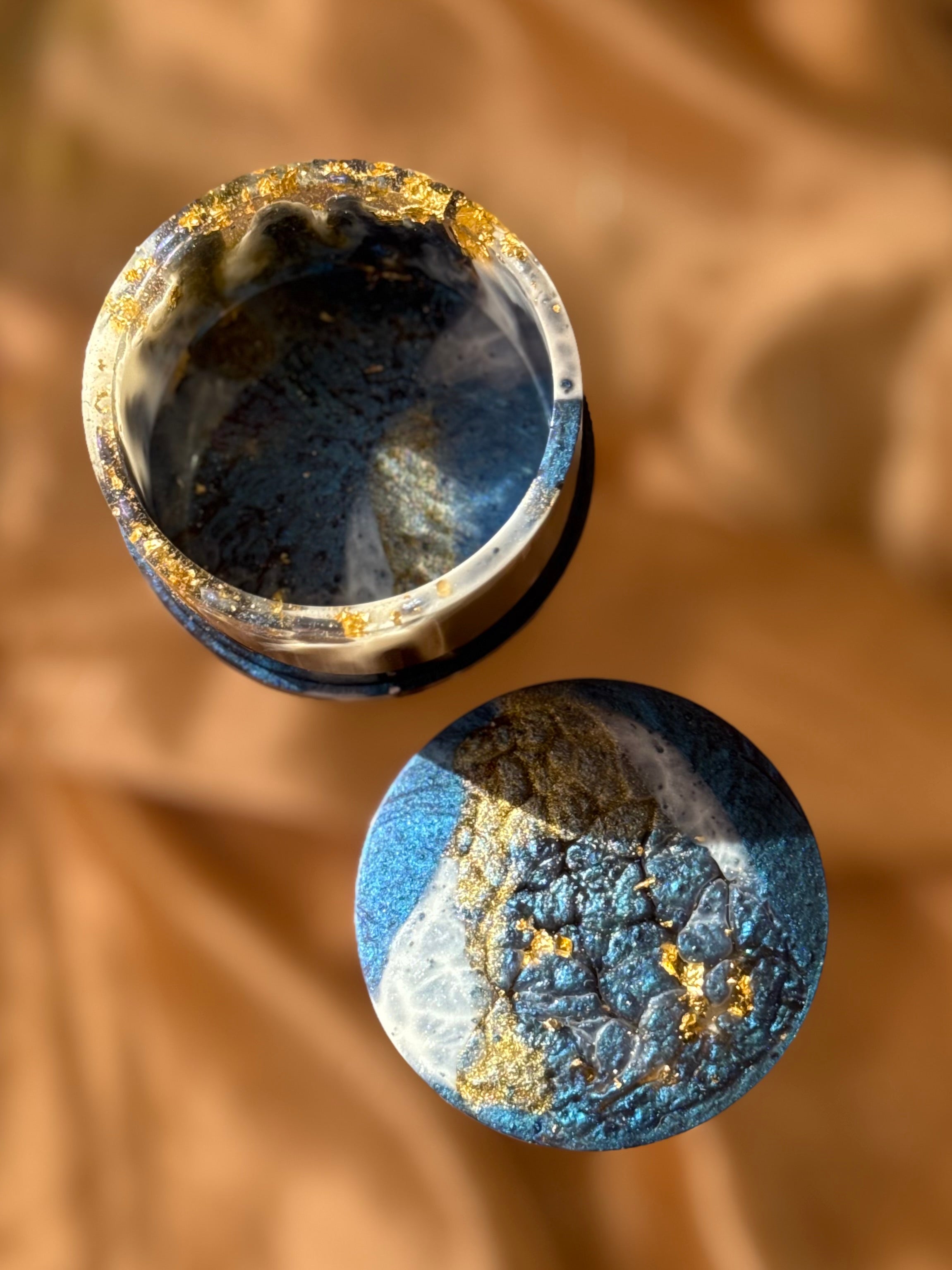 Navy Blue Round Jewelry Box