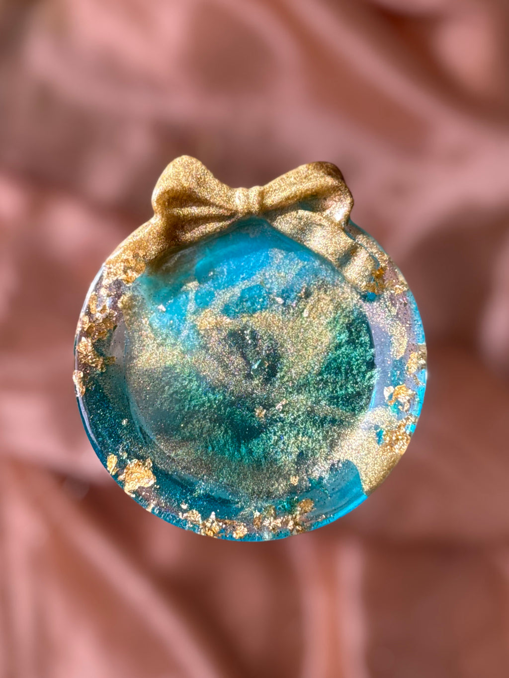 Blue and Gold Bow Vanity Tray