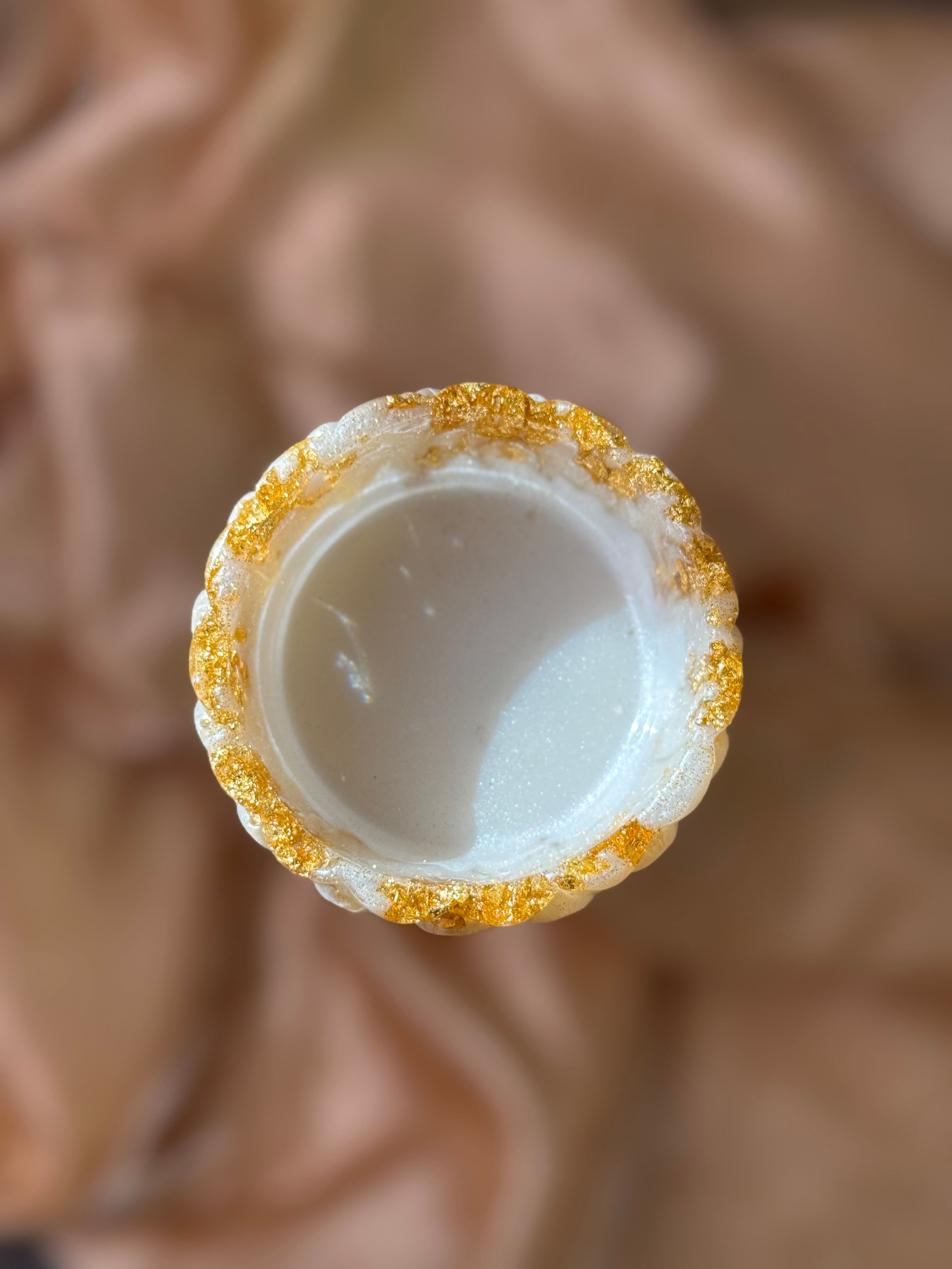 White & Gold Ring Holder