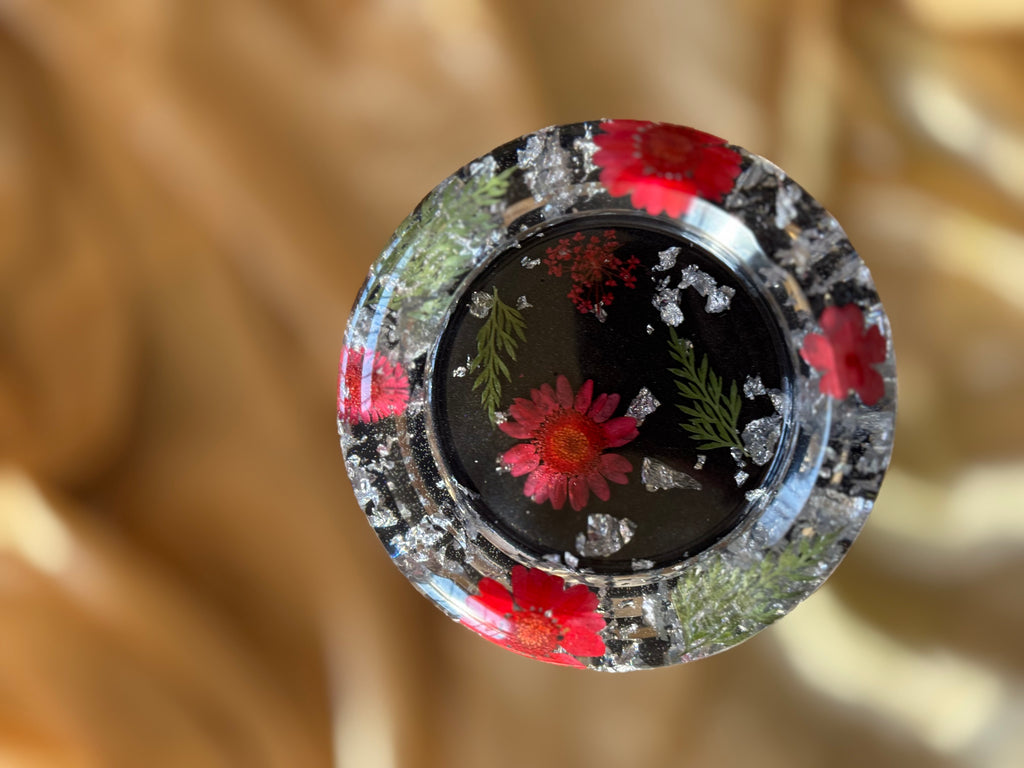 Red & Black Floral Mini Ashtray