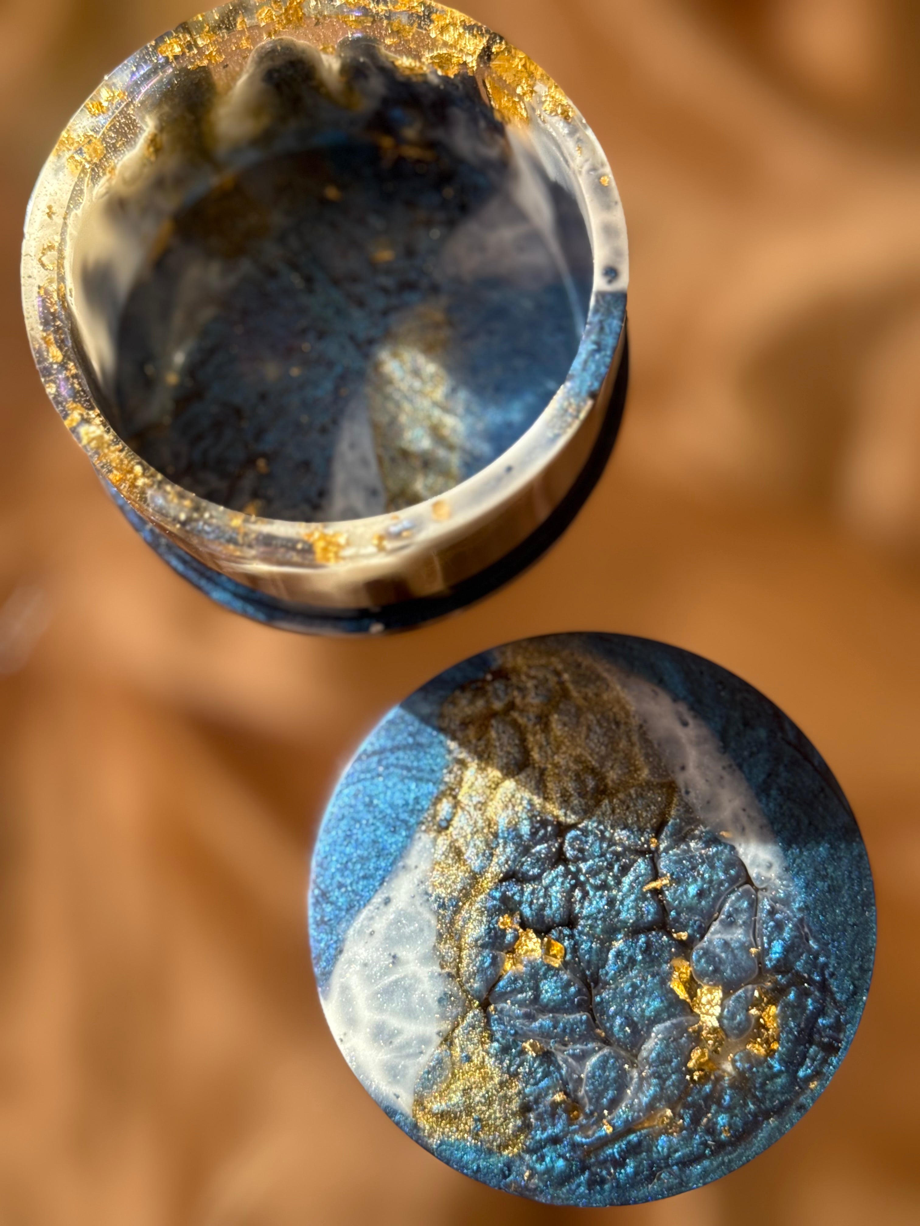 Navy Blue Round Jewelry Box